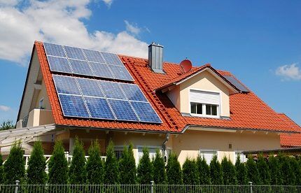 Solar panels on the roof