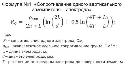 Formula za otpor 1 elektrode