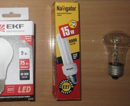 Lighting lamps of different types