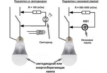 Connection diagram for backlight in switch