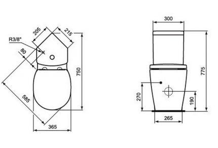 Corner toilet diagram