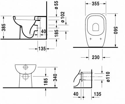 Dijagram WC-a s ugrađenim spremnikom