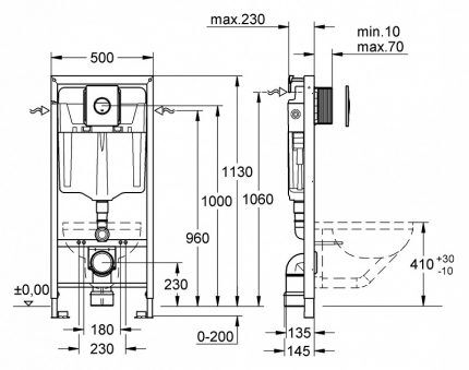 Toilet diagram with installation