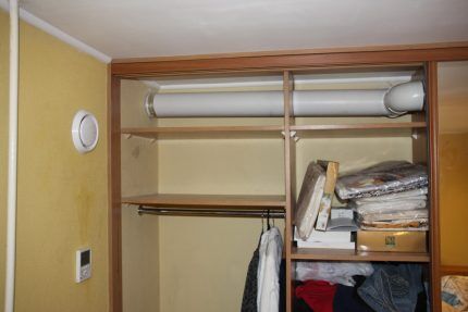 Ugrađena ventilacija u garderobi