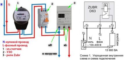 A simple diagram for connecting a single-phase relay