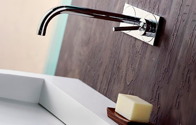 Wall basin mixer